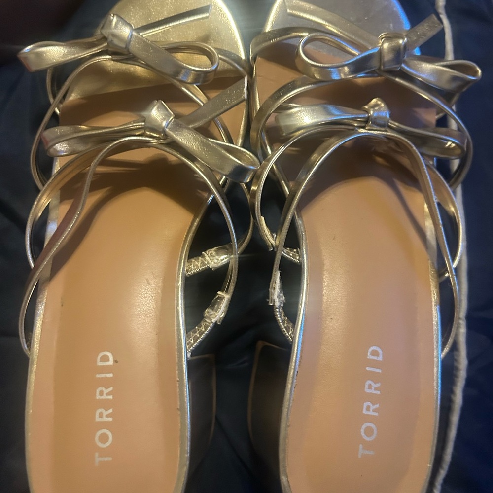 torrid Metallic Silver Bow-Strap Sandals